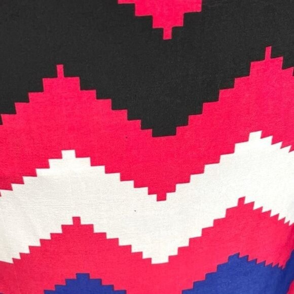 Miss a Day Chevron Patterned Shift Dress Bell Sleeves Multicolored Size Small - Picture 7 of 9